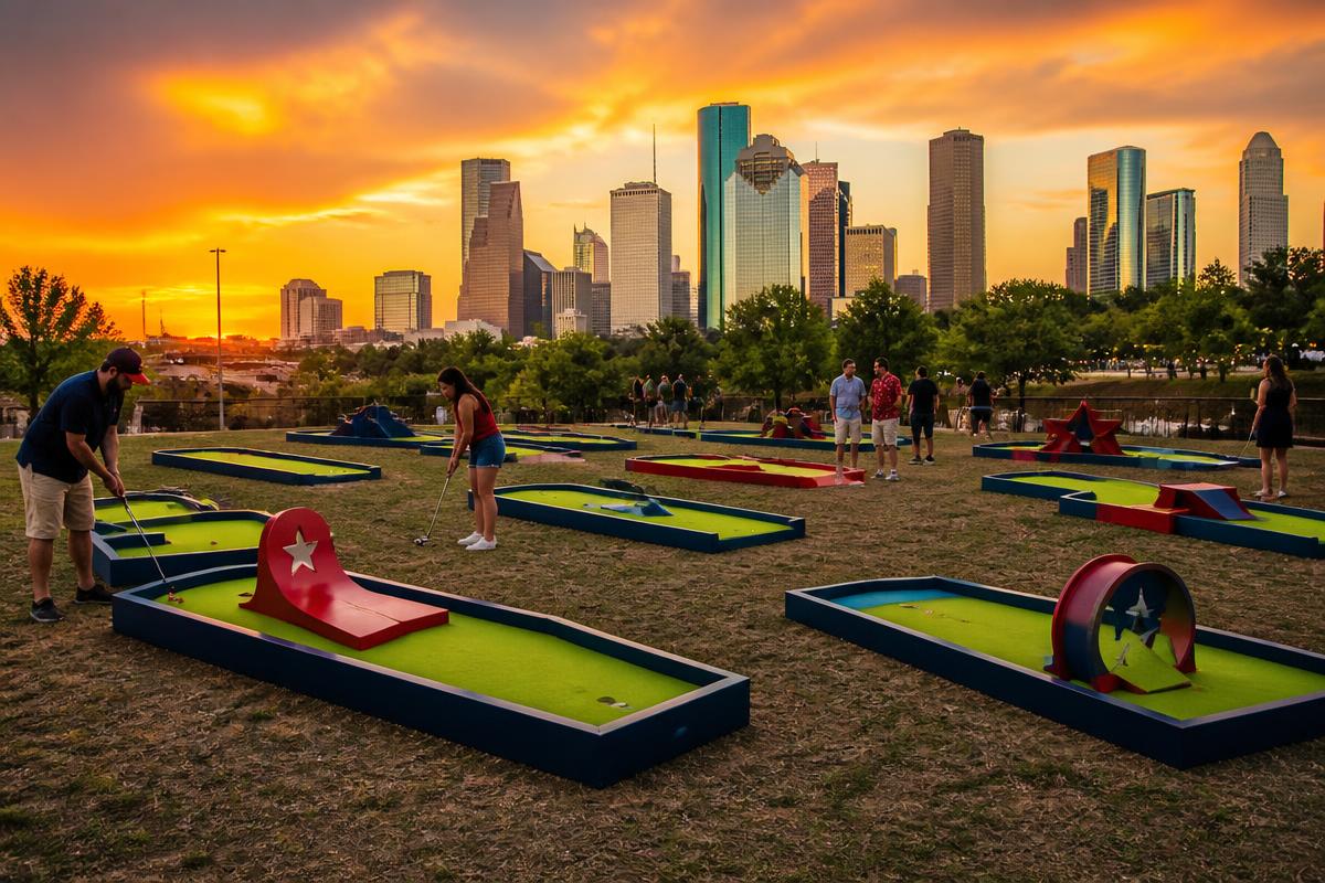 Outdoor mini-golf course at a community event